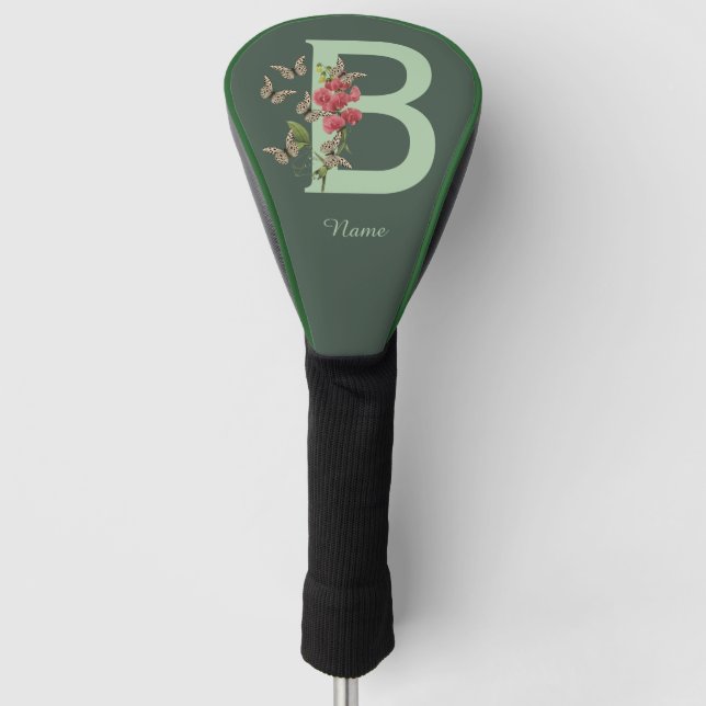 Schmetterlinge Sweet Pea Monogram Initial B Name Golf Headcover (Vorderseite)