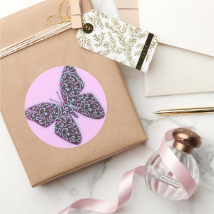 Schmetterlinge Swirl Lila Runder Aufkleber