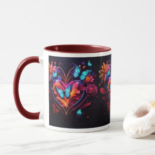 Schmetterlinge tanzen zwischen lebendigen Blume Tasse