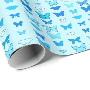 Schmetterlinge, türkis, blau und aquamarin geschenkpapier