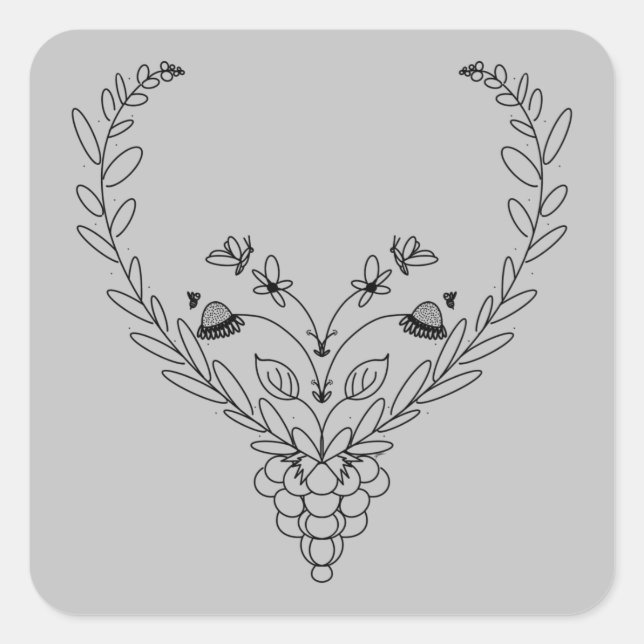 Schmetterlinge und Bienen Quadratischer Aufkleber (Vorderseite)