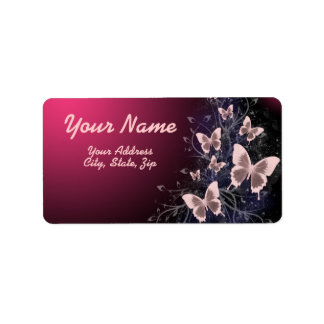 Schmetterlinge und Blätter Adressaufkleber