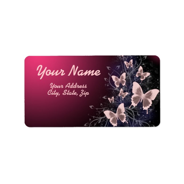 Schmetterlinge und Blätter Adressaufkleber (Vorne)