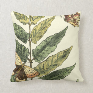 Schmetterlinge und Blätter mit schwarzem Rahmen Kissen