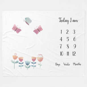 Schmetterlinge und Blume Baby ersten Jahr Meilenst Fleecedecke