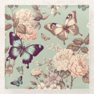 Schmetterlinge und Blume Decke Glasuntersetzer
