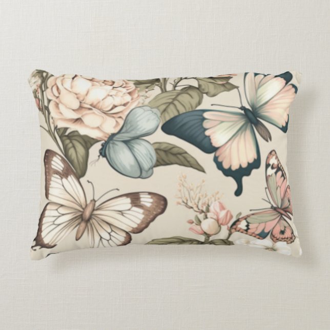 Schmetterlinge und Blume Dekokissen (Vorderseite)