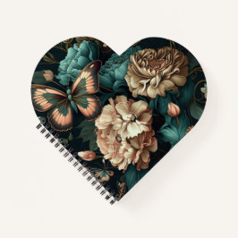 Schmetterlinge und Blume dunkles klassisches Desig Notizbuch