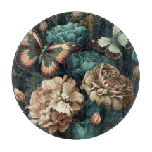 Schmetterlinge und Blume dunkles klassisches Desig