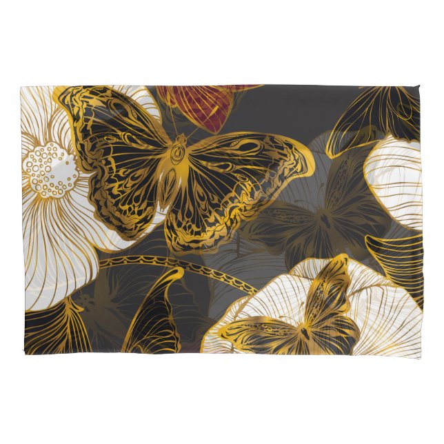 Schmetterlinge und Blume: Frühjahrsmuster Kissenbezug (Vorderseite)