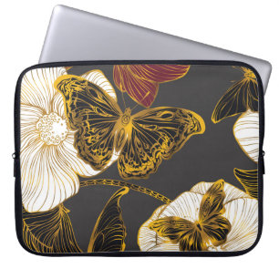 Schmetterlinge und Blume: Frühjahrsmuster Laptopschutzhülle