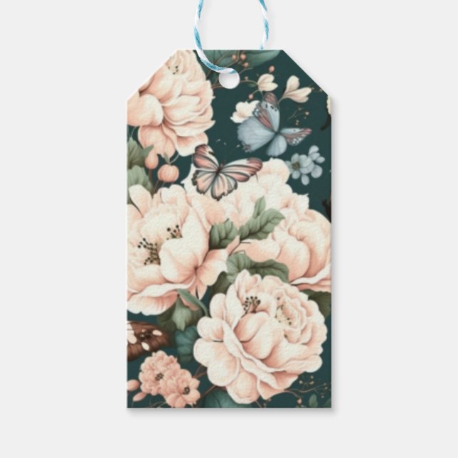 Schmetterlinge und Blume Geschenkanhänger (Vorderseite)