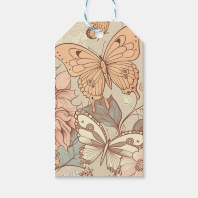 Schmetterlinge und Blume Geschenkanhänger (Vorderseite)