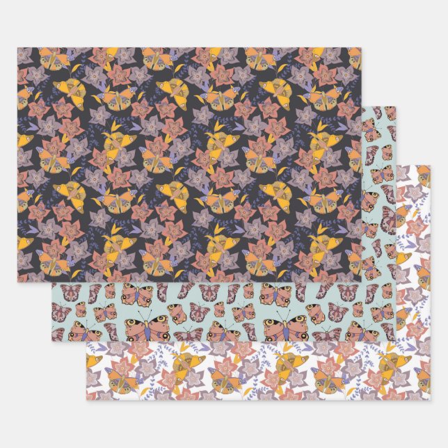 Schmetterlinge und Blume Geschenkpapier Set (Set)