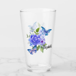 Schmetterlinge und Blume Glas