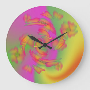 Schmetterlinge und Blume Große Wanduhr