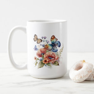 Schmetterlinge und Blume Grünflächen Kaffeetasse