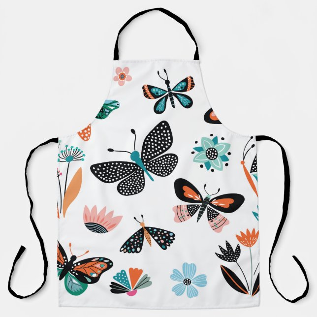 Schmetterlinge und Blume, handgezeichnete Sammlung Schürze (Vorderseite)