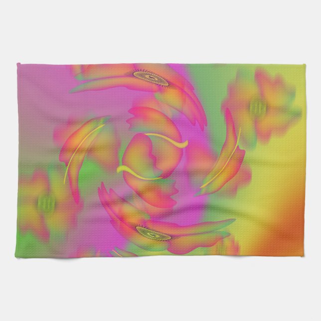 Schmetterlinge und Blume Handtuch (Horizontal)