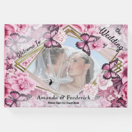 Schmetterlinge und Blume in verschiedenen Farbtöne Gästebuch