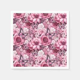 Schmetterlinge und Blume in verschiedenen Farbtöne Serviette