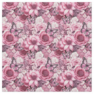 Schmetterlinge und Blume in verschiedenen Farbtöne Stoff