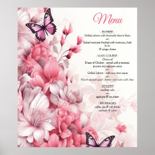 Schmetterlinge und Blume in verschiedenen Rosatöne Poster