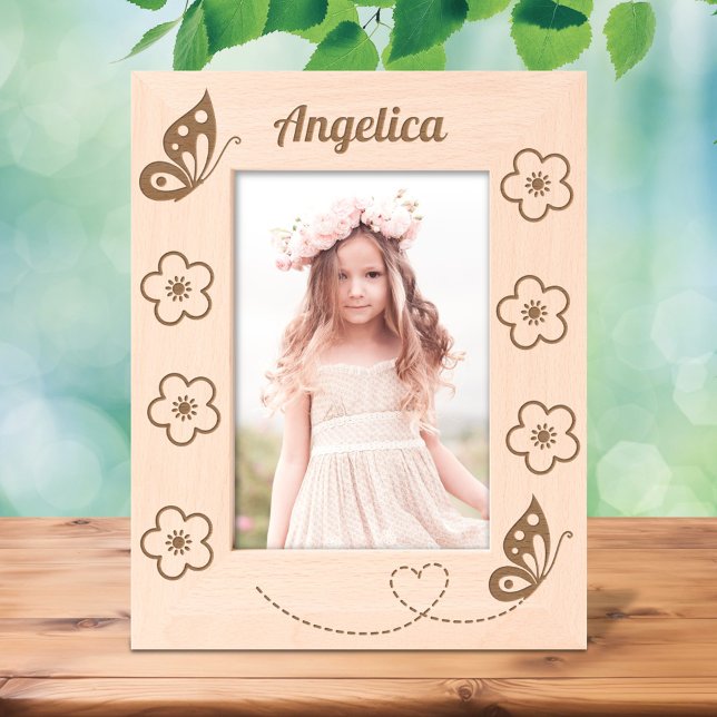 Schmetterlinge und Blume Individuelle Name 12x18 Geätzte Rahmen (Von Creator hochgeladen)