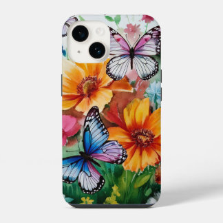 Schmetterlinge und Blume iPhone 14 Hülle