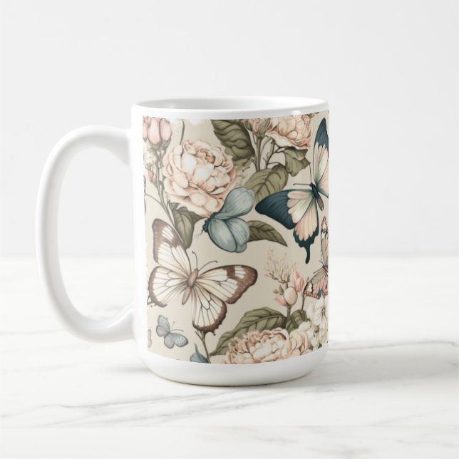 Schmetterlinge und Blume Kaffeetasse (Links)