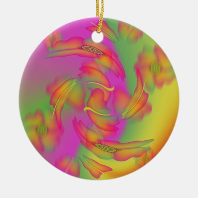 Schmetterlinge und Blume Keramikornament (Vorne)