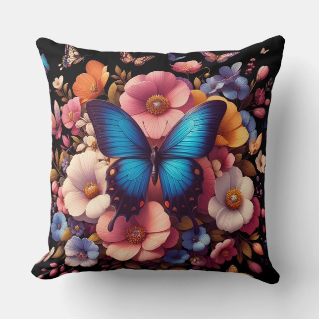 Schmetterlinge und Blume Kissen (Vorderseite)