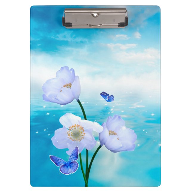 Schmetterlinge und Blume Klemmbrett (Vorderseite)