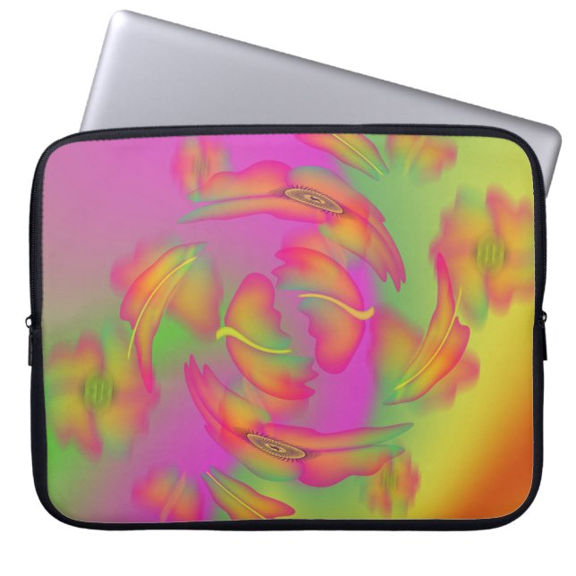 Schmetterlinge und Blume Laptopschutzhülle (Vorderseite)