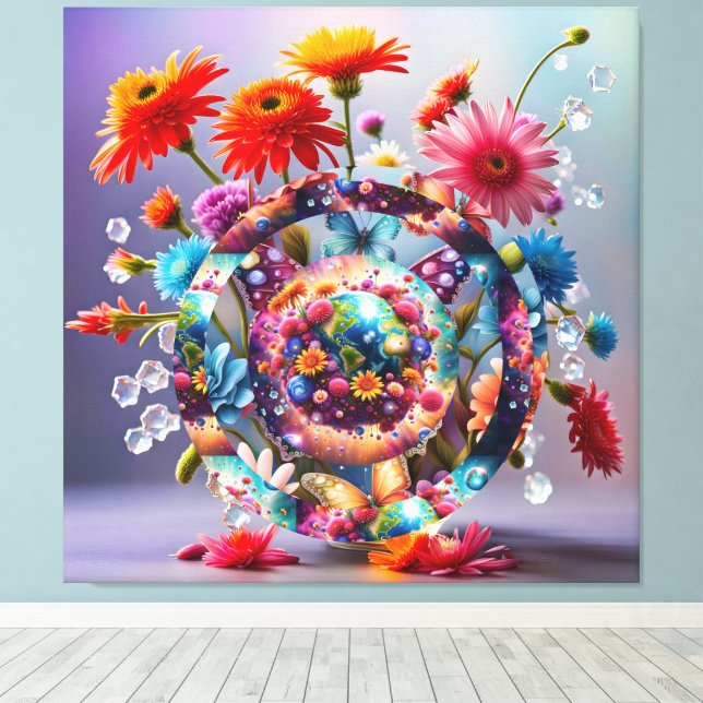 Schmetterlinge und Blume Leinwanddruck (Insitu (Holzboden))
