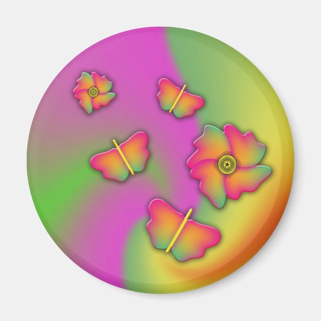 Schmetterlinge und Blume Magnet (Vorne)