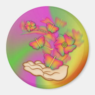 Schmetterlinge und Blume Magnet