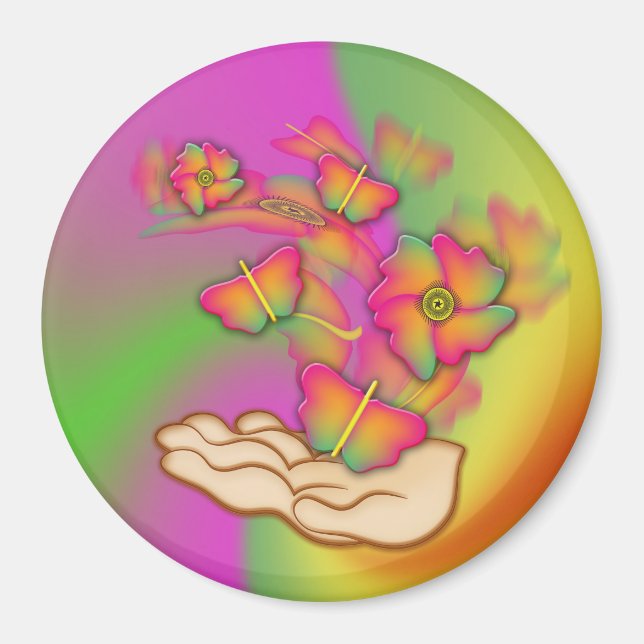 Schmetterlinge und Blume Magnet (Vorne)