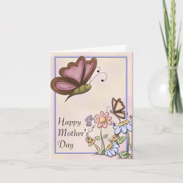 Schmetterlinge und Blume Muttertag Karte (Vorderseite)