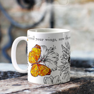 Schmetterlinge und Blume Name und persönliche Nach Kaffeetasse