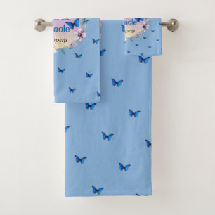 Schmetterlinge und Blume Positives Mindset-Zitat Badhandtuch Set