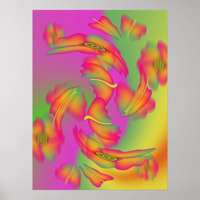 Schmetterlinge und Blume Poster (Vorne)