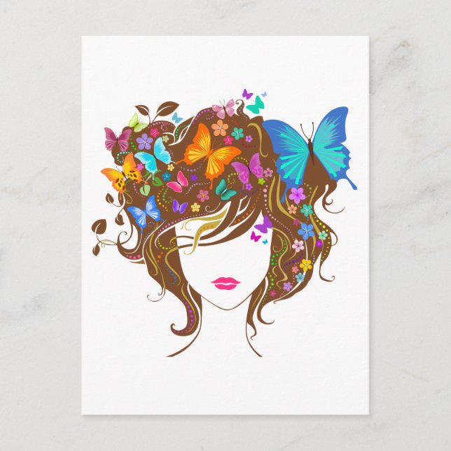 Schmetterlinge und Blume Postkarte (Vorderseite)