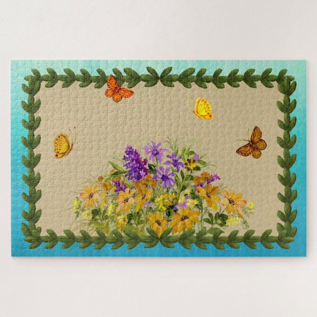 Schmetterlinge und Blume Puzzle (Horizontal)