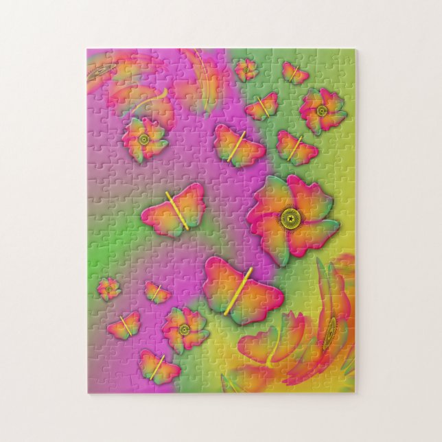Schmetterlinge und Blume Puzzle (Vertikal)