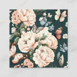 Schmetterlinge und Blume Quadratische Visitenkarte