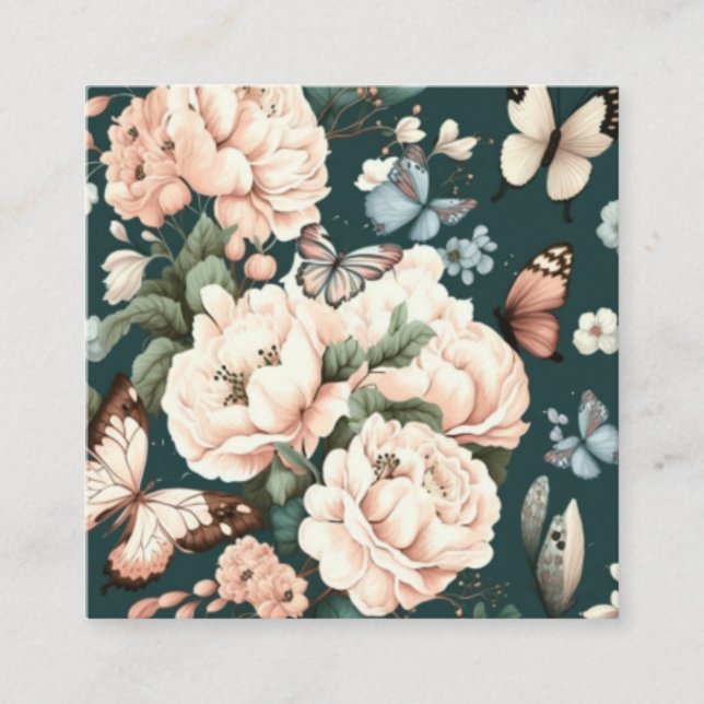Schmetterlinge und Blume Quadratische Visitenkarte (Vorderseite)