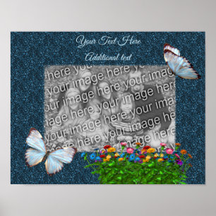 Schmetterlinge und Blume Rahmen hinzufügen Ihr Fot Poster