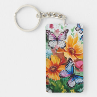 Schmetterlinge und Blume Schlüsselanhänger