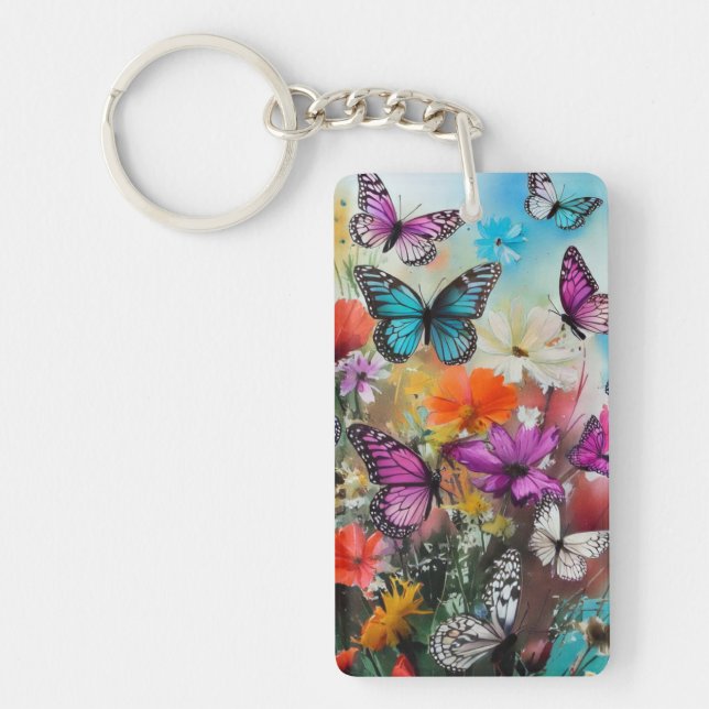 Schmetterlinge und Blume Schlüsselanhänger (Vorderseite)
